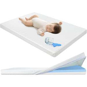 KNOIER Pack and Play Mattress, 38"x26" | 2-Stage Dual Firmness, Machine Washable Cover, Waterproof & Breathable Surface, Soft & Firm, Play Mattress pad Pack N Play Mattresses for Baby and Toddler (Grey)