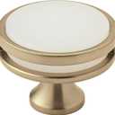 Amerock | Cabinet Knob | Golden Champagne/Frosted | 1-3/4 inch (44 mm) Diameter | Oberon | 1 Pack | Drawer Knob | Cabinet Hardware
