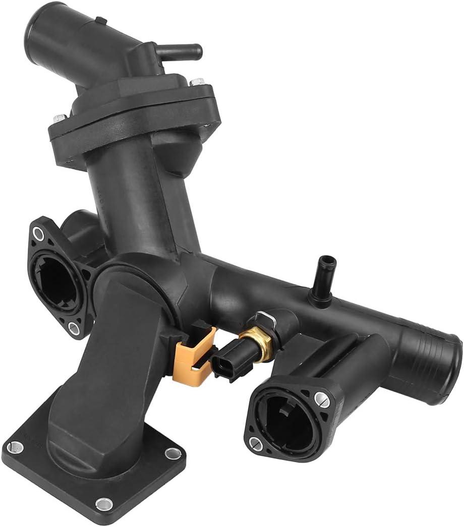 X AUTOHAUX LR005631 4H238A504AC Car Thermostat Housing with Sensor for Land for Rover LR3 2005-2009 for Land Rover Range Rover Sport 2006-2009 4.4L V8