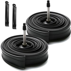 700x38c/700x40c Bike Tube FV48mm Presta Valve 2 Pack Road Bicycle Inner Tubes with 2 Tire Levers Premium Butyl Rubber Gravel Bike Tubes