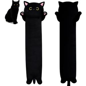 MUFEIRUO Long Cat Plush Long Cat Body Pillow, 33" Cute Black Cat Stuffed Animals Cat Plushie, Soft Cartoon Cat Plush Pillow Kawaii Stuffed Cat Toys for Kids Girls Boys,Gifts for Birthday Halloween (90cm)