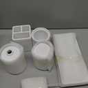 Resin White Bathroom Accessories Set 5 Pcs, Lotion Soap Dispenser, Toothbrush Holder, Bathroom Tumbler, Qtip Holder and Vanity Tray, Bathroom Countertop Organizer Set for Modern Home Apartment