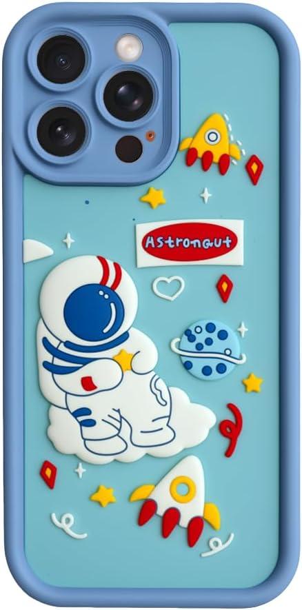 Cute Phone Case for iPhone 13 Pro Max Case Cool Cartoon Astronaut Space Mars Rocket Design Aesthetic Bumper Protective Anti-Slip Shockproof Compatible with iPhone 13 Pro Max Cases