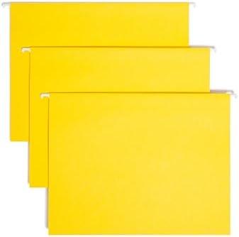 Smead Standard Hanging File Folders, 10 Count, Yellow, 1/5-Cut Adjustable Tabs, Letter Size (64069)