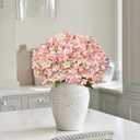 Hollyone 6PCS Pink Hydrangea Artificial Flowers Artificial Hydrangeas Silk Flowers for Home Decor Indoor Wedding Flower Faux Flower Kitchen Centerpiece Table Decorations