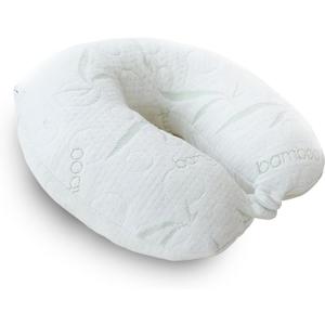 Sacred Thread Rayon Derived from Bamboo Travel Neck Pillow for Airplanes, Memory Foam for Airplane, Ergonomic Design Neck Rest, Travel Pillow for Sleeping (White)