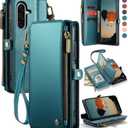 Defencase for Galaxy A36 5G Case Wallet with RFID Blocking Card Holder for Women Men, Fashion PU Leather Magnetic Snap Flip Zipper Wrist Strap Wallet Phone Case for Samsung Galaxy A36 5G, Blue Green