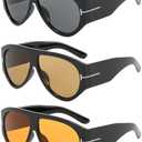 QYVEWY Trendy Oversized Aviator Sunglasses for Women Men Square Thick Frame Large Sun Glasses UV400 Protection