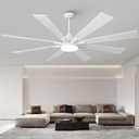 72 Inch Modern Ceiling Fans with Lights and Remote Large Airflow Ceiling Fan,Dimmable Lighting, Reversible DC Motor, Noiseless, Indoor Outdoor Use for Living Room, Office, Garage, Matte White