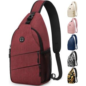 Crossbody Bags for Women Men Trendy Sling Bag Backpack Casual Chest Bag with Convertible Shoulder Strap (Medium, Red)