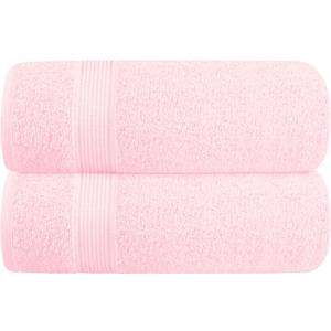 Belizzi Home Cotton 2 Pack Oversized Bath Towel Set 28x55 inches, Large Bath Towels, Ultra Absorbant Compact Quickdry & Lightweight Towel, Ideal for Gym Travel Camp Pool - Pink