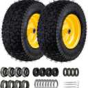 16x6.5-8 Tubeless Tire and Wheel,2 Pcs Replacement Riding Lawn Mower Garden Tractor Front Wheel Tire with 3" Offset Hub, 3/4" Bearing & 5/8Bearing