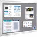 SWANCROWN Enclosed Bulletin Board Grey Felt Displays Boards Weather Resistant Wall Mounted Notice Case,37x28inches