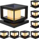 Mlambert Pack of 8 Solar Post Lights Outdoor, Waterproof Fence Cap for Deck, 4x4 6x6 Wooden Vinyl Outdoor Lights with Shinning Effect, Black
