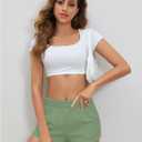 SOLY HUX Women's Sweat Shorts Casual Summer Elastic High Waist Running Lounge Shorts with Pockets (Green, XS)