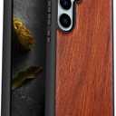 Carveit Wood Case for Galaxy S24 FE Case [Natural Wood & Black Soft TPU] Shockproof Protective Cover Unique Wooden Design Compatible with S24 FE (Natural Wood-Rosy)