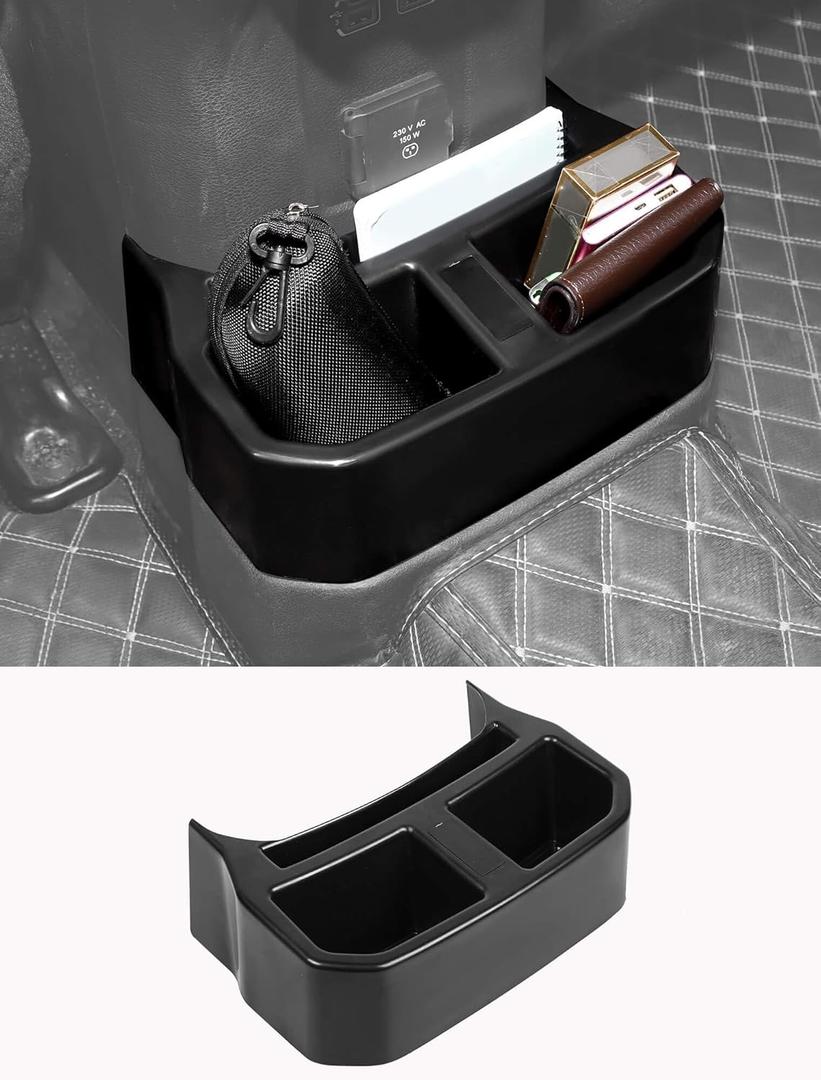 Savadicar Rear Seat Drink Cup Holder for 2018-2025 Jeep Wrangler JL JLU 4XE & Gladiator JT, Backseat Floor Console Beverage Storage Solution, Interior Accessories, 1 PC, Black