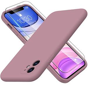 DorisMax Designed for iPhone 11 Case with Screen Protector - Upgraded Camera Lens Protector - Soft Full Coverage Liquid Silicone Cover - Scratch-Proof Protective Phone Case 6.1 inch - Dull Purple 2 Pack