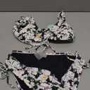 Beautikini Period Swimwear for Teens Two Piece Tie Leakproof Swimsuit Menstrual Drawstring Bikini Set Bathing Suits for Girls (Medium, Dark Green Leaf)