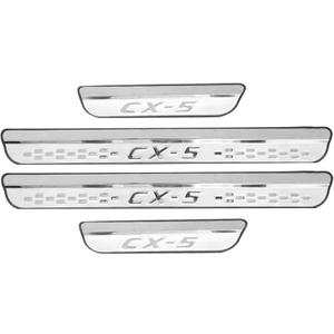 Steel Chrome Door Sill Protector for Mazda CX-5 2026 2025, Honeycomb-Pattern Accessories Plates Cover Auto Interior Accessory Kick Panels Trim Guard