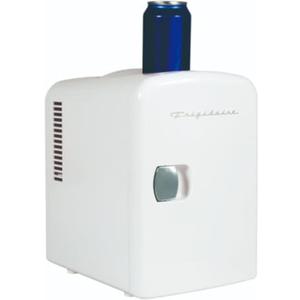 Frigidaire Mini Portable Compact Personal Fridge Cooler, 4 Liter Capacity Chills Six 12 oz Cans, 100% Freon-Free & Eco Friendly, Includes Plugs for Home Outlet & 12V Car Charger - White (standard)