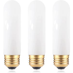 40W Equivalent Milky T10 LED Bulb, Deep Frosted Dimmable T30 Invisible Filament Edison Light Bulb, Soft Warm 2700K, 4 Watt E26 Standard Base Tubular LED Bulbs for Chandelier Piano Cabinet Lamp, 3 Pack