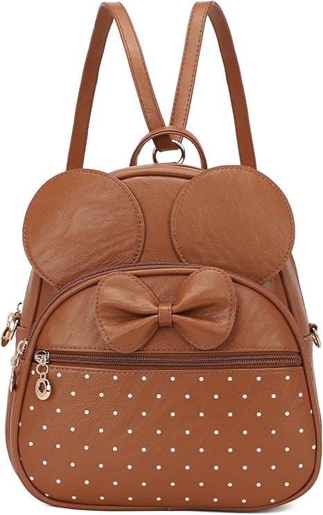KL928 Girls Mini Backpack Bowknot Polka Dot Cute Daypacks Convertible Shoulder Bag Purse for Women