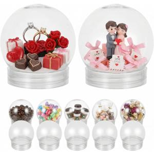 BESTOYARD Pack of 20 3-Inch DIY Snow Globe Water Globes, Clear Plastic with 55mm Screw Off Cap Reusable Kit for Bulk DIY Crafts, Valentines, Xmas, Fillable Commerial Holiday Projects