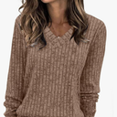 SAMPEEL V Neck Long Sleeve Shirts for Women Casual Fall Tops Lightweight Tunic Sweaters Fashion Clothes 2025 L