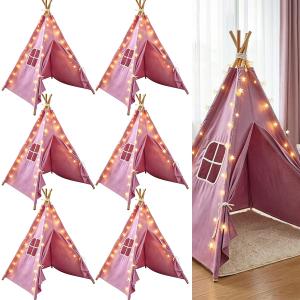 Teepee Tent for Kids,with String Lights,6 Pack(Purple), 5.25 feet