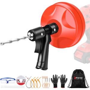 35 FT Double Mode Drain Snake Tools, 14-in-1 Drain Auger for Sink and Drain Unblocking, Plumbing Snake for Kitchen, Bathrom and Shower Sink, Snake for Real DYIsUpgraded (35ft-red&black)