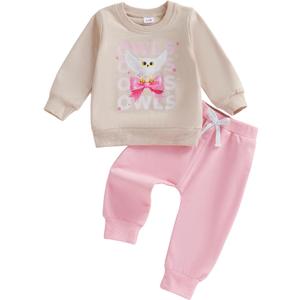 Afunbaby Spring Baby Girl Clothes Toddler Girl Outfit Crewneck Sweatshirt Long Sleeve Shirt Pants Winter Clothing Set