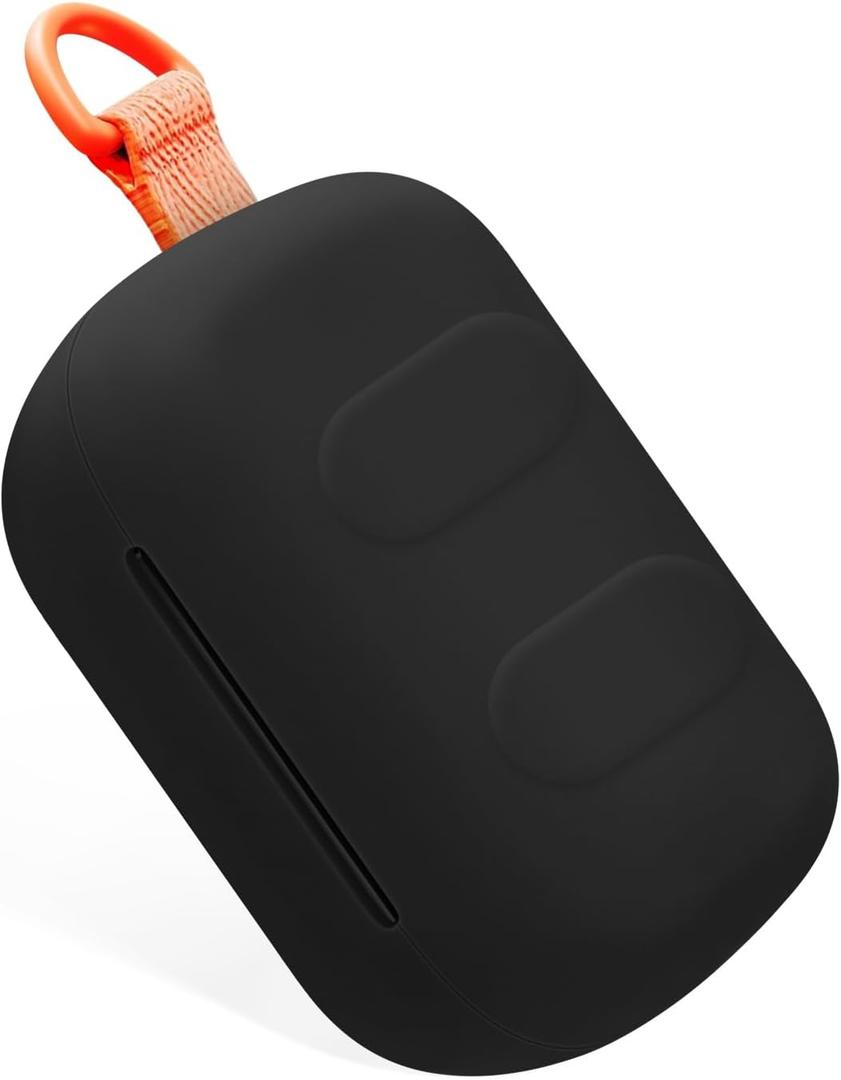 Geiomoo Silicone Case for Skullcandy Dime 3, Protective Cover with Carabiner (Black)