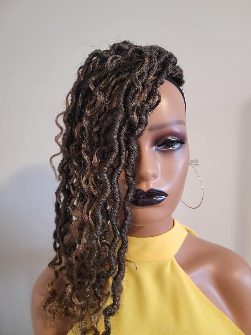 Black Textures Goddess Faux Locs Crochet Hair Curly River locs Twist Braids Dreadlocks (1B/30, 26 Inches)