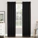 Sun Zero Easton Energy Saving Blackout Rod Pocket Curtain Panel, 40" x 84", Black