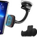 APPS2Car Magnetic Car Phone Holder Mount [6 Strong Magnets], Cell Phone Holder Car [Suction Cup], Phone Car Holder Mount [Windshield Dashboard] fit for Most Smartphones & Mini Tablets (Black-Red)
