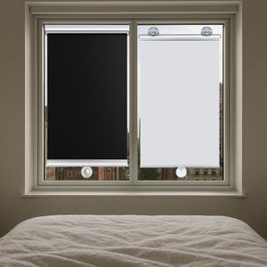 Yoebor No Drill Blackout Blind Shade with 3 Suction Cups, Silver & Black 100% Shade Temporary Portable Roller Window Curtain for Home Office Car, W26.8 x H 49.2"