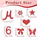 82 PCS Rhinestones Letter Patches Alphabet A-Z, Self Adhesive Number Patch 0-9 Glitter Stickers, Bling Star Butterfly Flower Iron on Letters for Clothing Bags Hats DIY Works(Red)