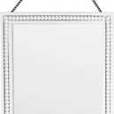 Wall Mounted Mirror with Wood Beaded Border, 11.8x15.7 Inches, Hanging Wood Beaded Framed Mirror for Bathroom, Living Room (White)