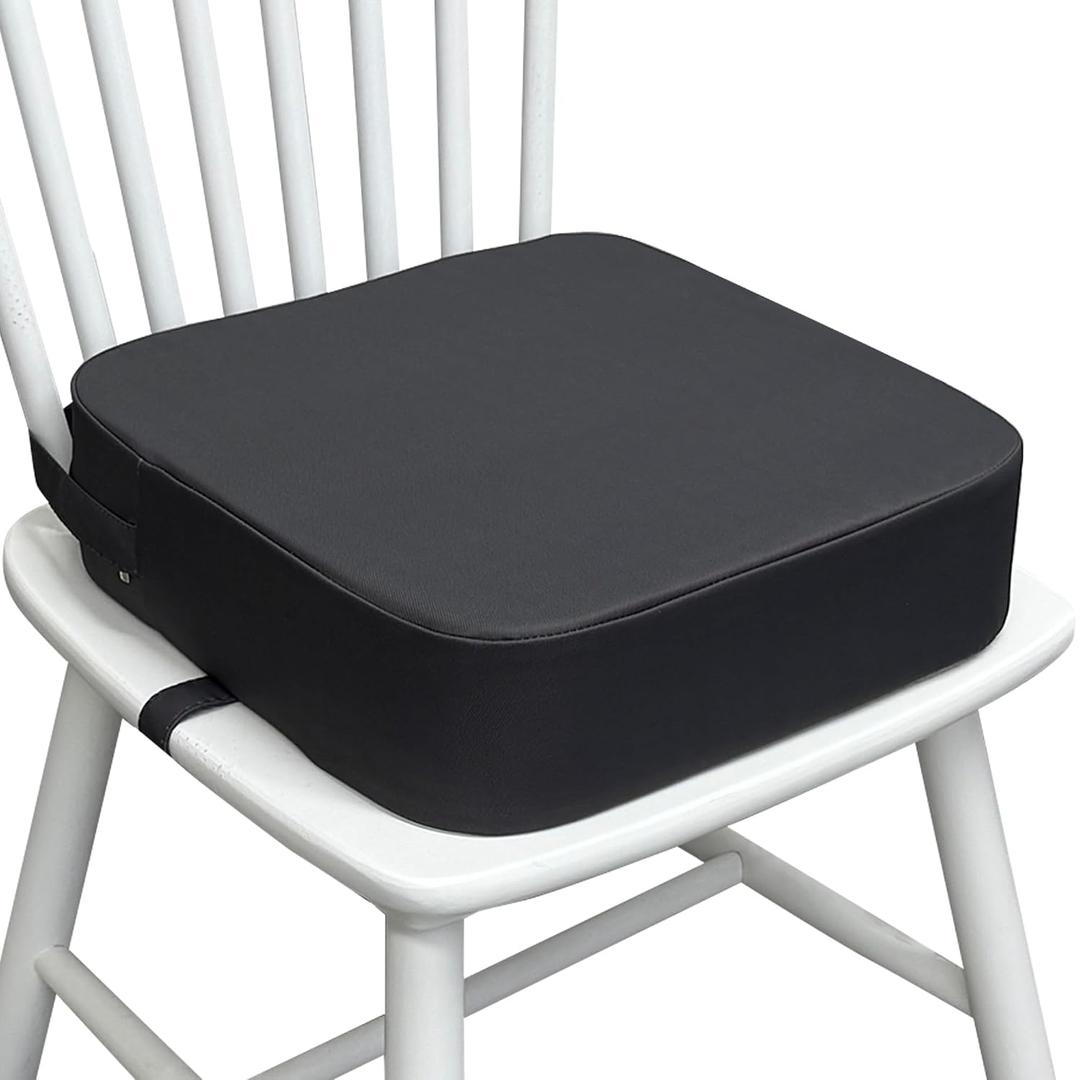 Toddler Booster Seat for Kitchen Chair, 3.5" Oxford Foam Cushion, Non-Slip Base, Adjustable Straps, Portable Dining Booster for Self-Feeding Toddlers at Home or on the Go (Dark Grey)