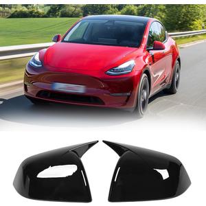 Side Mirror Covers Caps Compatible with 2020 2021 2022 2023 Tesla Model Y M Style (Glossy Black)