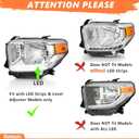 Headlights Assembly for 2016-2021 Toyota Tundra w/LED DRL w/Level Adjuster
Replacement Headlamp Driver Passenger Side, Chrome Housing Amber Reflector