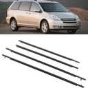 4Pcs Car Outer Door Window Moulding Trim Weatherstrip Seal Belt Compatible with Toyota Sienna 2003 to 2010, Replace# 68160-AE010, 68210-AE010, 68180-08010, 68230-08010