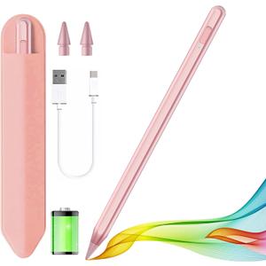 Stylus Pen for iPad 2018-2025 with Palm Rejection, Apple Pencil for Pad11th/10th/9th/8th/7th/6th Gen, iPad Pro 11/12.9 inch, New iPad Air 2025 11&13-inch(M3/2) /5th/4th/3th Gen, iPad mini 6th/5th, Rose Gold