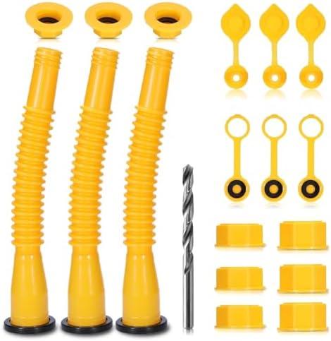 3 Pack Gas Can Spout Replacement, Upgraded Gas Can Nozzles with 8.1 Inch Flexible Long Spouts, Leak-Proof Design, Fits Most 1/2/5/10 Gallon Fuel Cans for Lawn Mowers & Generators