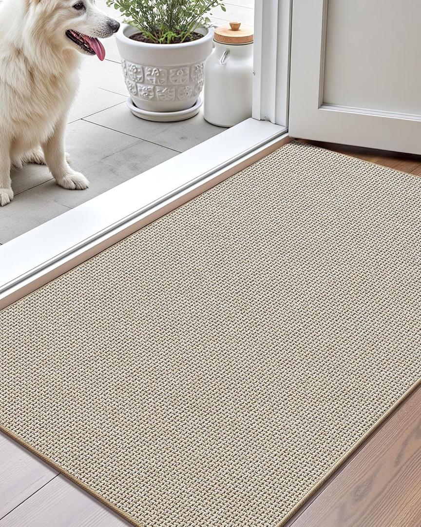 Color&Geometry Oversized Door Mat Non Slip Rubber Backed, 48"x72" Front Door Mat Indoor Outdoor Rug, Dirt Trapper Doormat, Heavy Duty Front Door Rugs, Oatmeal Beige