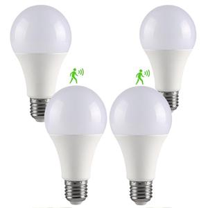4 Pack Motion Sensor Light Bulbs,12W (100W Equivalent), Motion Activated Dusk to Dawn A19 E26 LED Bulb, Glass-Penetrating Sensor, Upward/Downward Mounting, Indoor & Outdoor for Garage, Porch, Hallway