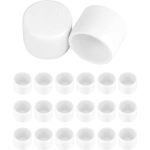 QWORK PVC External End Cap 3/4 Inch (1.05" OD)  Rigid White Fitting for Pipe Furniture, Garden Frames & Storage Racks (20 Pack)