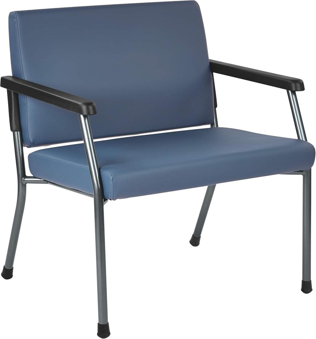 Office Star Products Bariatric Big and Tall Medical Office Chair with Oversized 29 Inch Wide Seat and Sturdy Metal Frame with Back Reinforcement, 500 Pound Limit, Dillon Blue Faux Leather Fabric