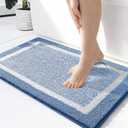 OLANLY Bathroom Rugs 24x16, Extra Soft and Absorbent Microfiber Bath Mat, Non-Slip, Machine Washable, Quick Dry Shaggy Bath Carpet, Suitable for Bathroom Floor, Tub, Shower (Small, Blue)